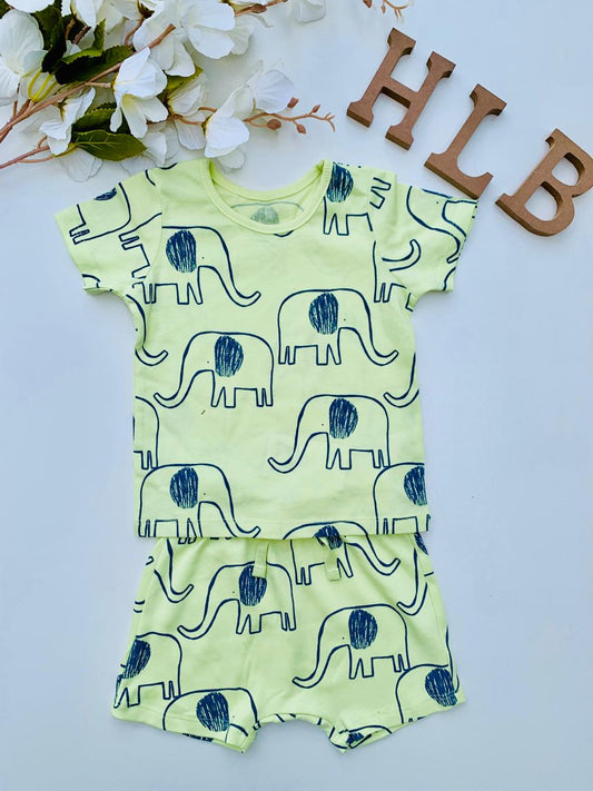 George Elephants Print Shirt & Short Set