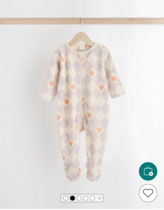 Next Fleece Hearts Print Sleepsuit