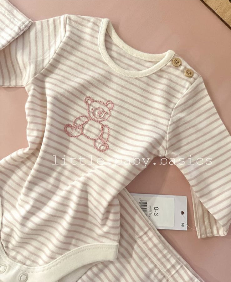 George Embroided Bear Bodysuit With Trouser Set