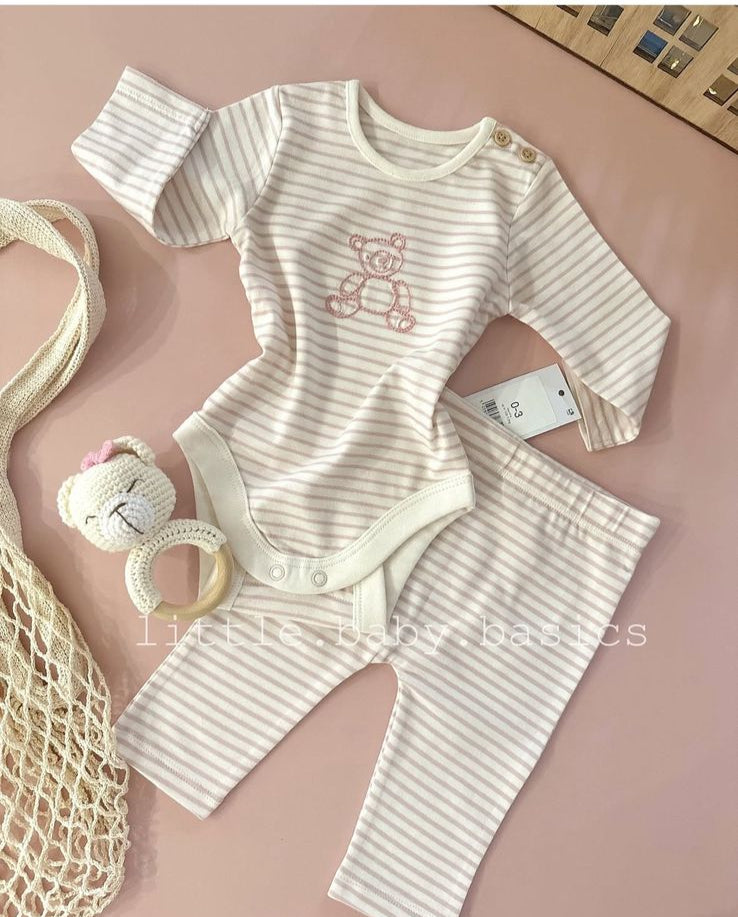 George Embroided Bear Bodysuit With Trouser Set