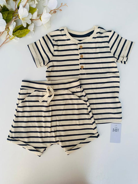 George Ribbed Shirt & Shorts Set