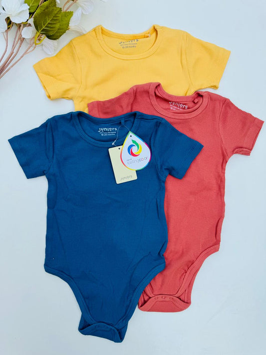 Juniors Pack of 3 Ribbed Bodysuits