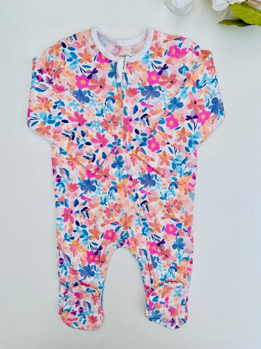 George Floral Zipped Sleepsuit