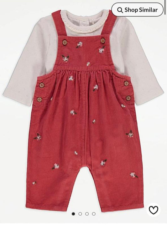 George Embroided Floral Dungarees