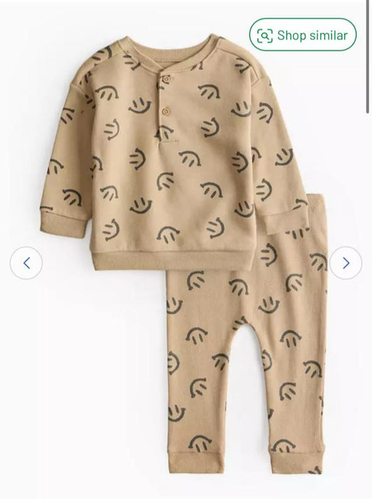 TU Clothing Printed Smiley Sweatshirt & Trouser Set