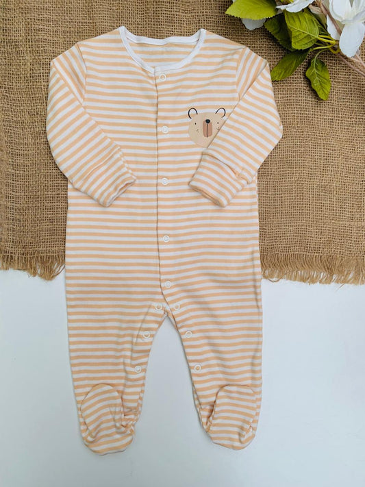 Matalan Stripes Bear Face Sleepsuit
