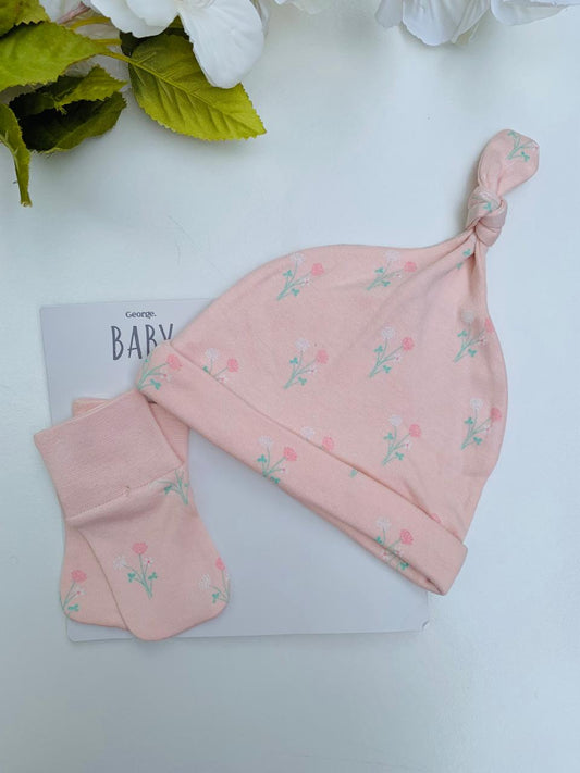 George Floral Cap & Mitten Set