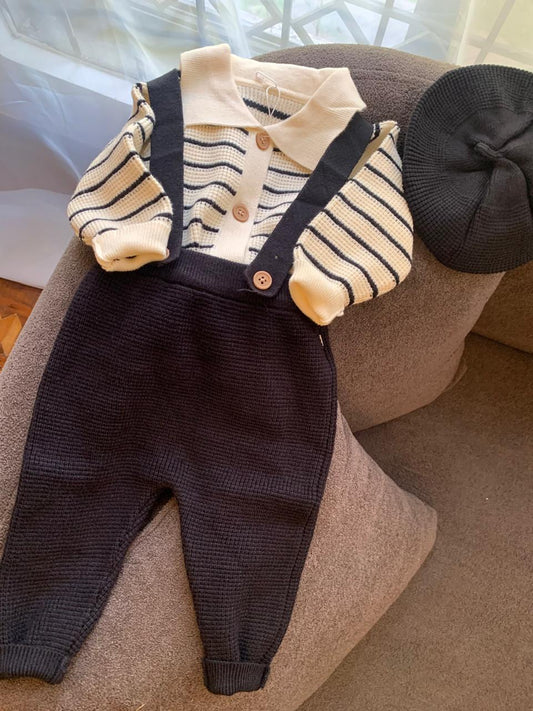 Knitted Dungarees with matching Hat
