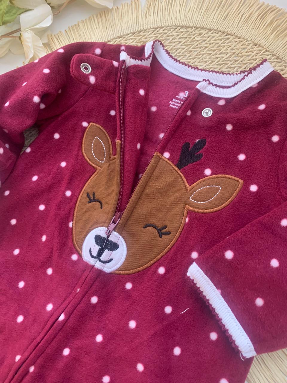 Fleece Embroidered Deer Sleepsuit
