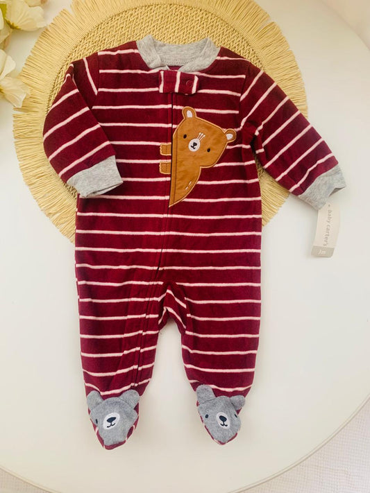 Fleece Embroidered Bear Sleepsuit