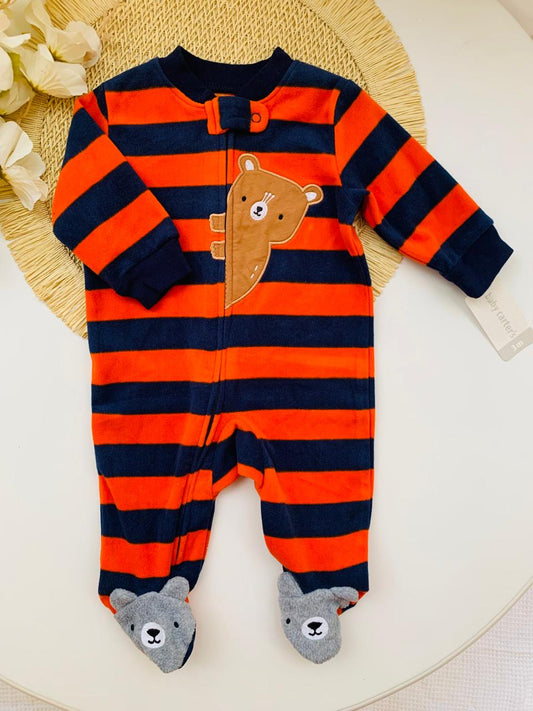 Fleece Embroidered Bear Sleepsuit
