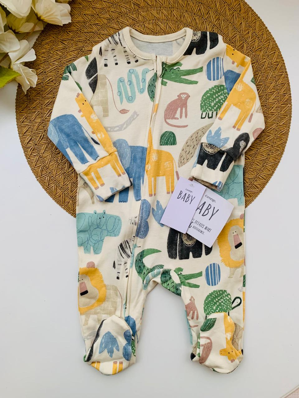George Safari Print Sleepsuit