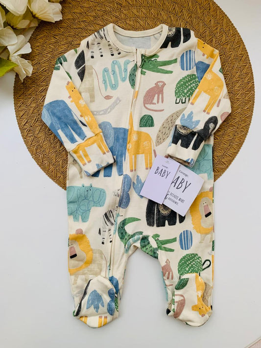 George Safari Print Sleepsuit