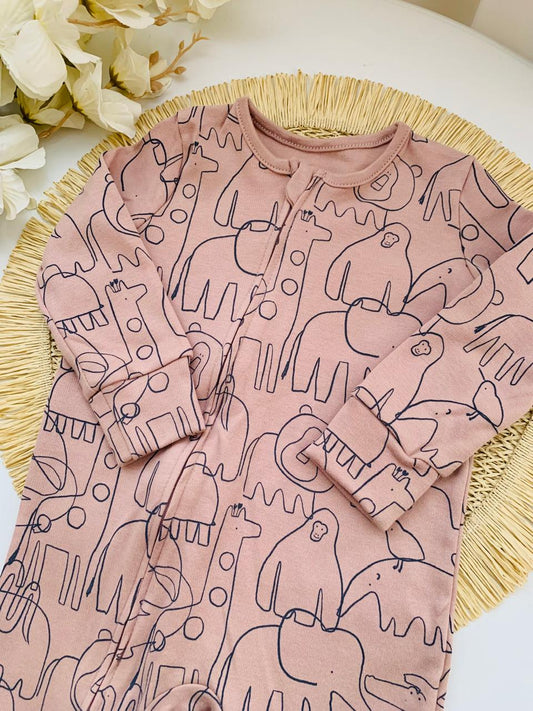 George Safari print Sleepsuit
