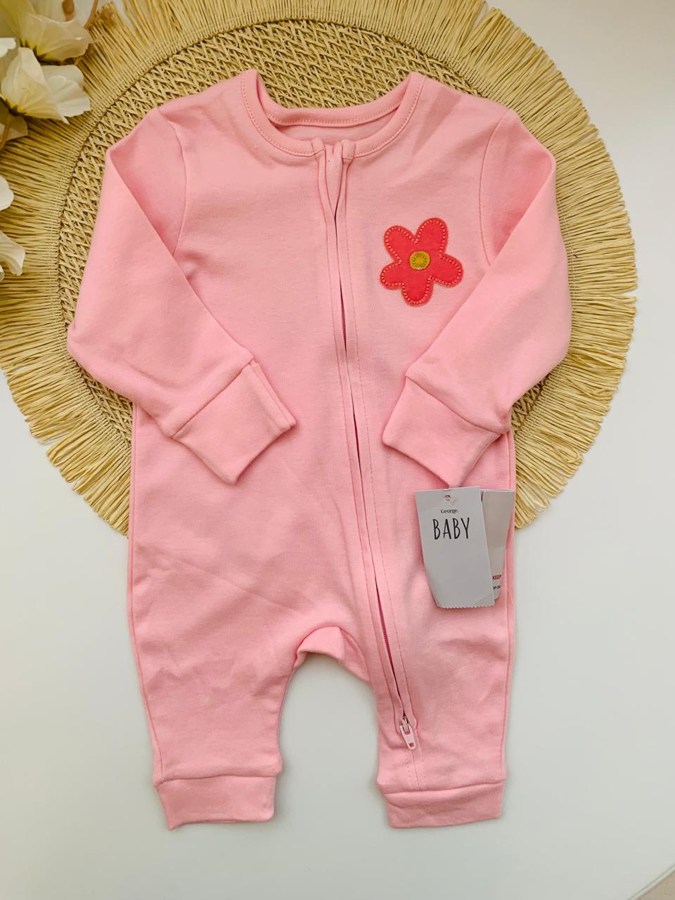 George Appliqued Flower Sleepsuit