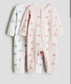 H&M Pack of 2 Printed hearts Sleepsuits