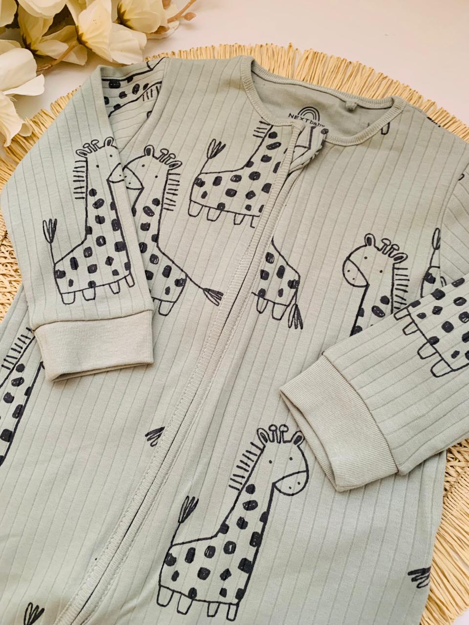 Next Giraffe Print Sleepsuit