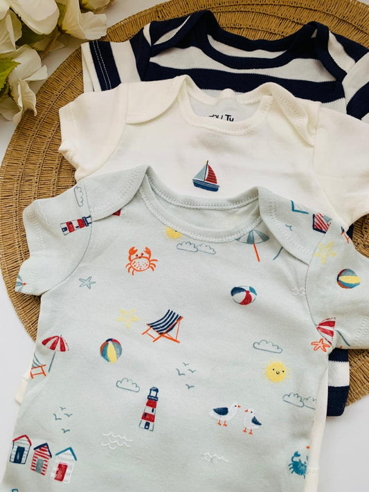 Tu Clothing Pack of 3 Seaside Bodysuits