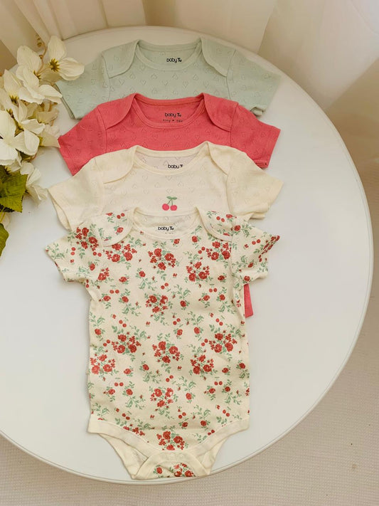 Tu Clothing Pack of 4 Floral Ribbed Bodysuits