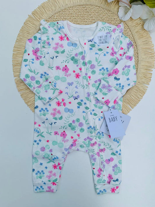 George Floral Zipped Sleepsuit