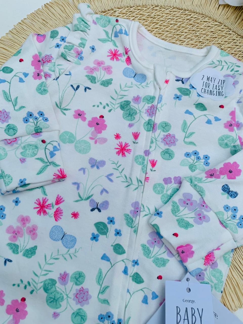 George Floral Zipped Sleepsuit
