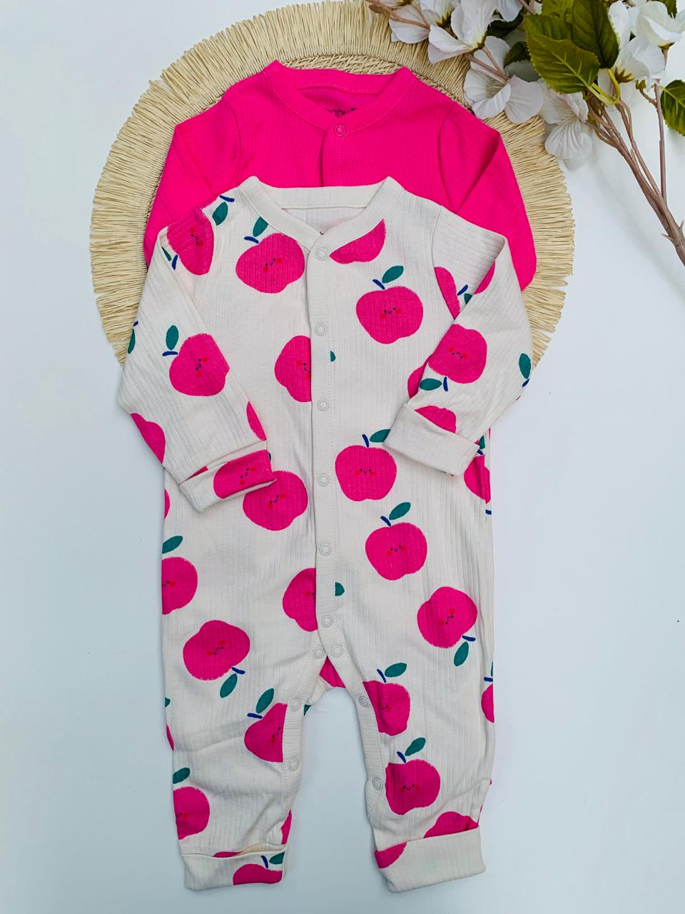 Tu Clothing Pack of 2 Apple Print Sleepsuits