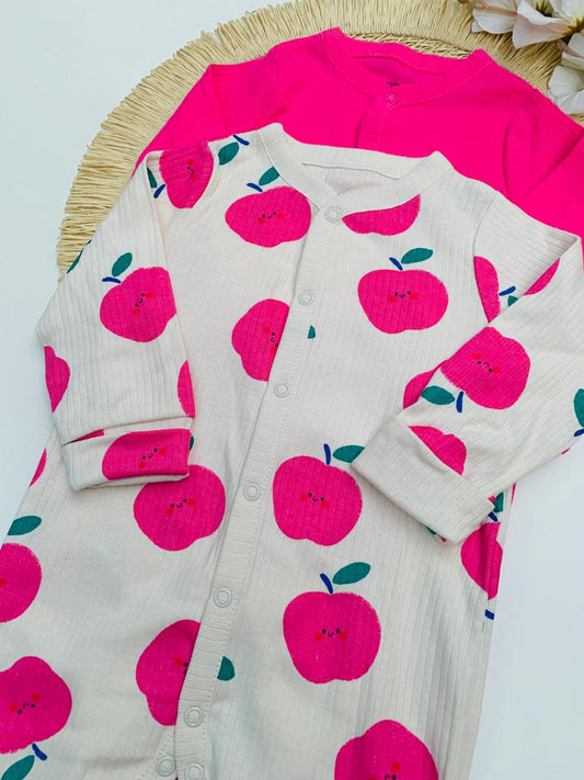 Tu Clothing Pack of 2 Apple Print Sleepsuits