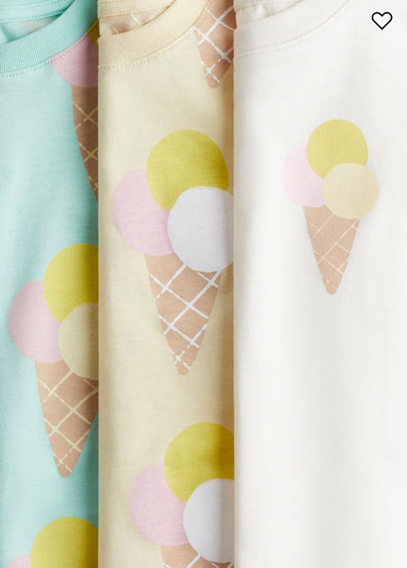 H&M Pack of 3 Ice Cream Shirts