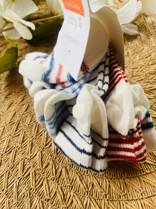 Tu Clothing Pack of 5 Nautical stripe Ankle Socks
