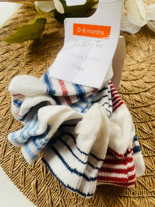Tu Clothing Pack of 5 Nautical stripe Ankle Socks