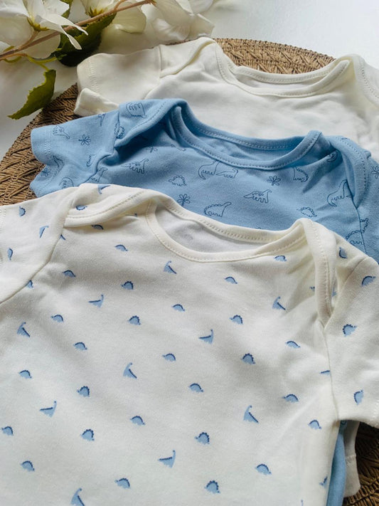 George Pack of 3 Dino Print Half Sleeves Bodysuits