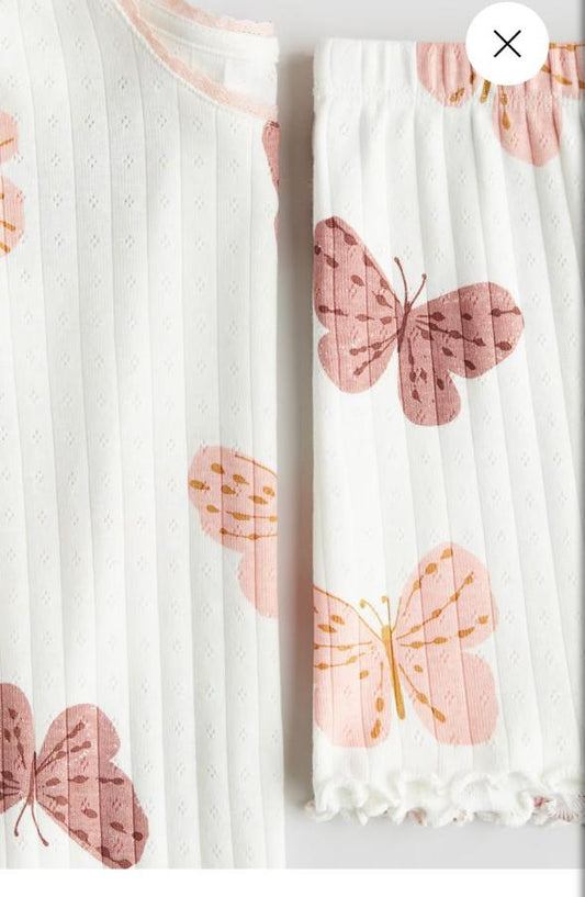 H&M Butterfly Print Shirt & Shorts Set