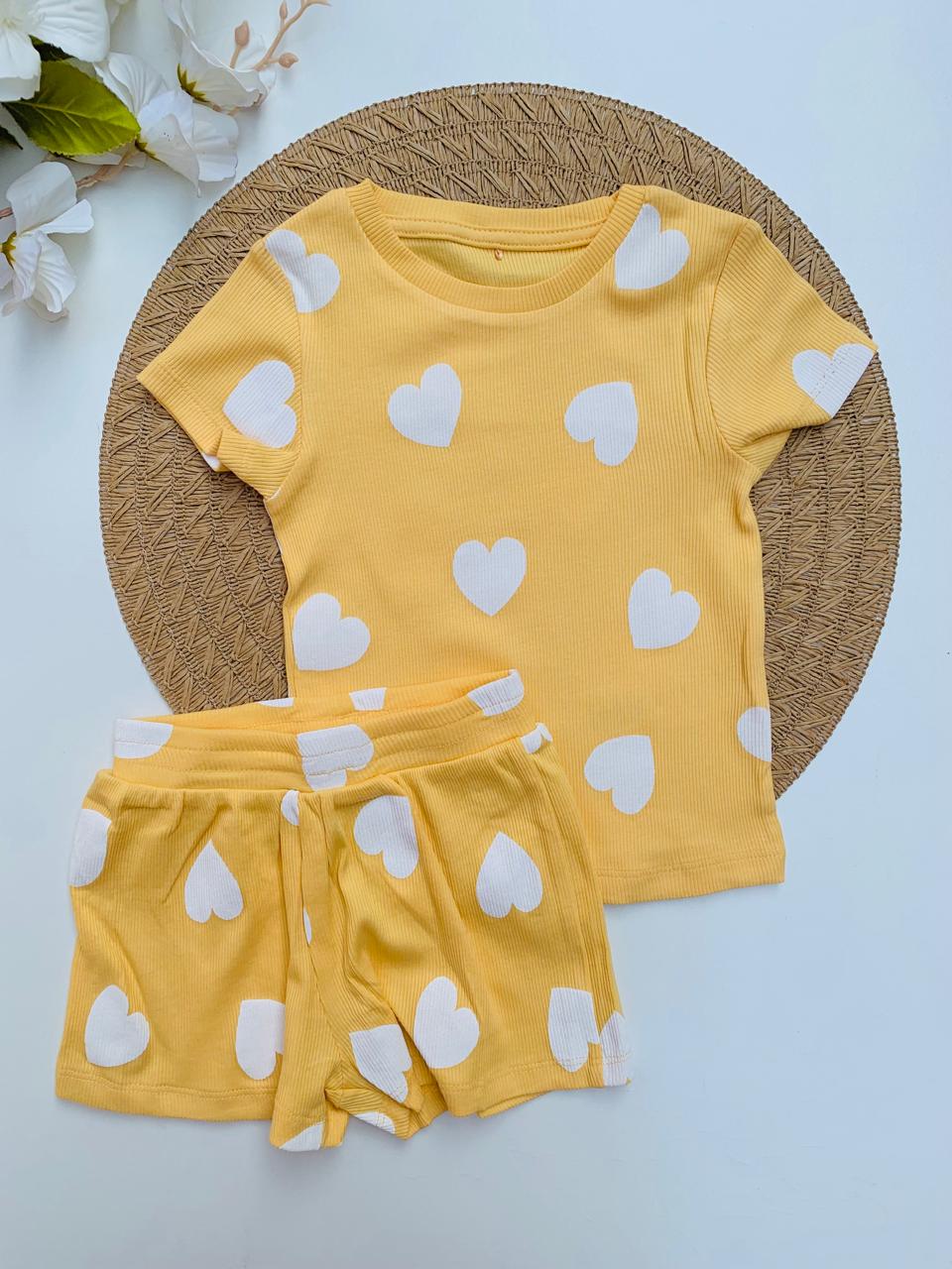 George Hearts Print Shirt & Shorts Set