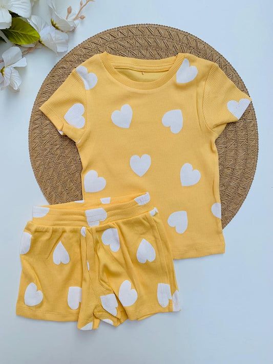 George Hearts Print Shirt & Shorts Set