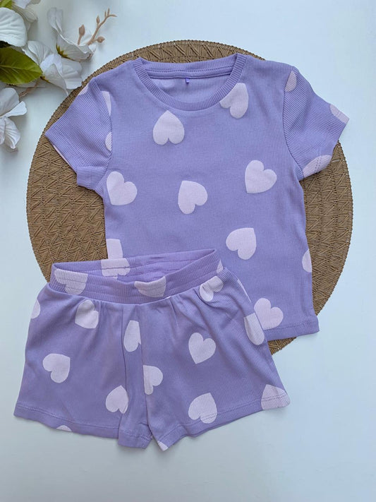 George Hearts Print Shirt & Shorts Set