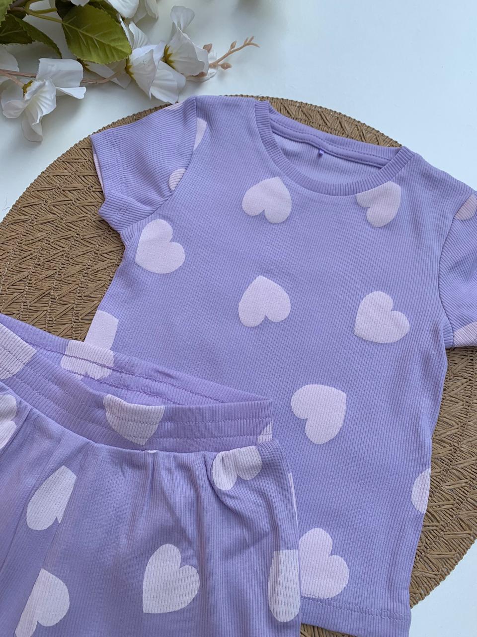 George Hearts Print Shirt & Shorts Set