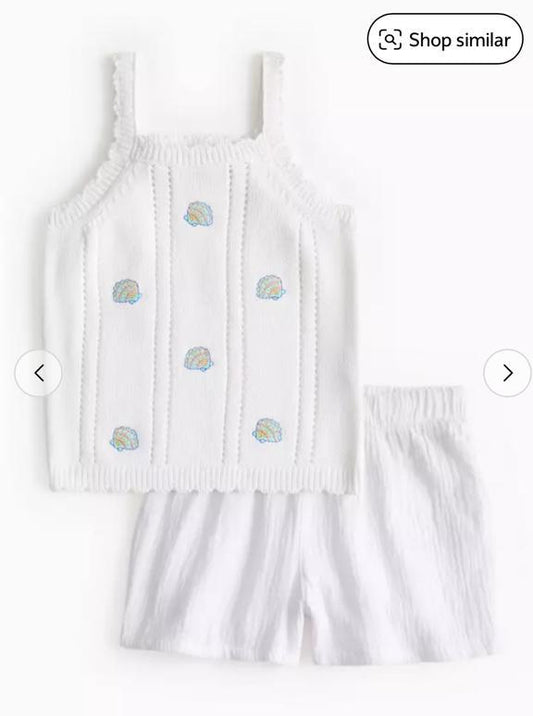 Tu Clothing Shells Embroidered Shirt & Shorts Set