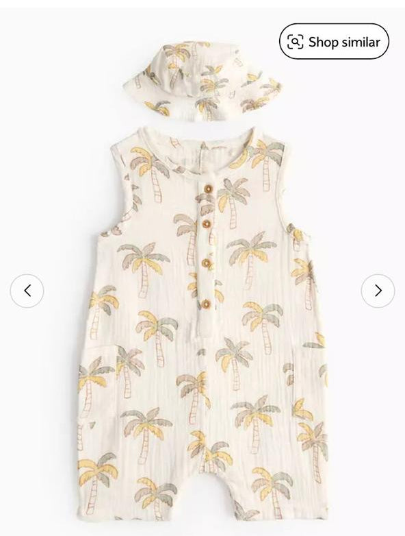 Tu Clothing Palm Trees Romper & Hat