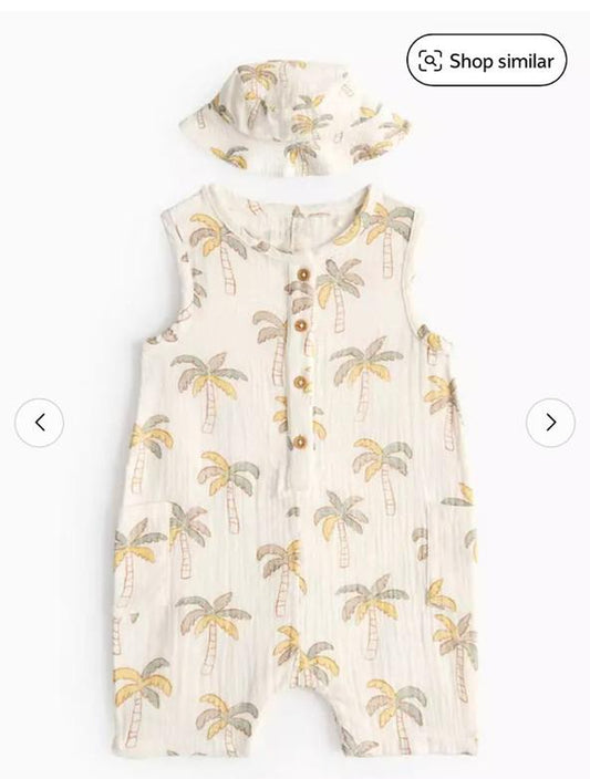 Tu Clothing Palm Trees Romper & Hat