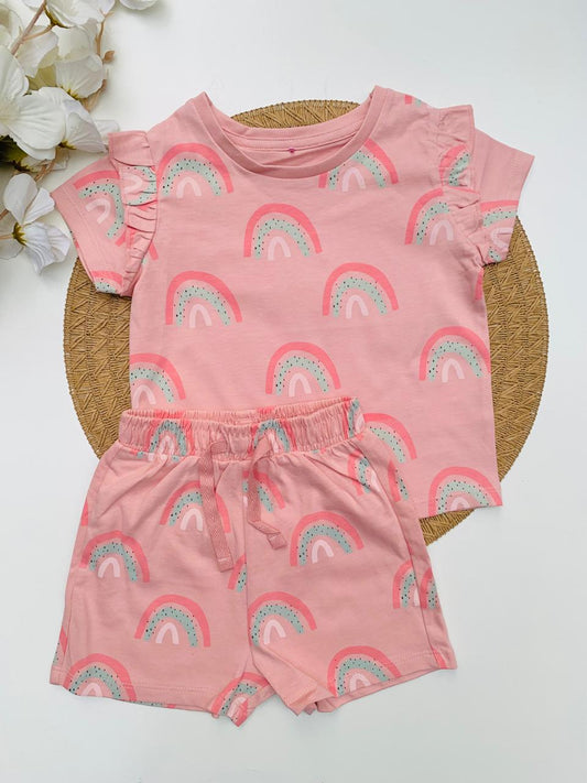 George Rainbow Print Shirt & Shorts Set