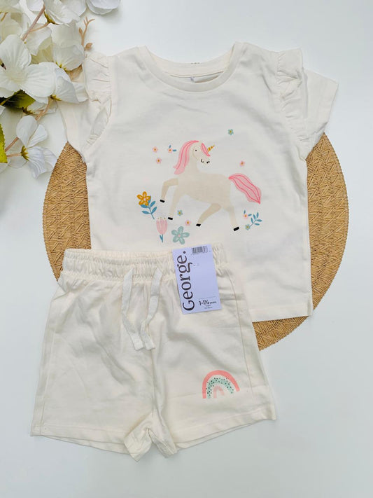 George Unicorn Print Shirt & Shorts Set
