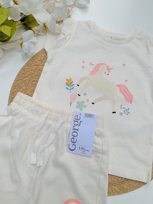 George Unicorn Print Shirt & Shorts Set