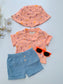 Crinkled cotton 4pc Shirt & Shorts Set