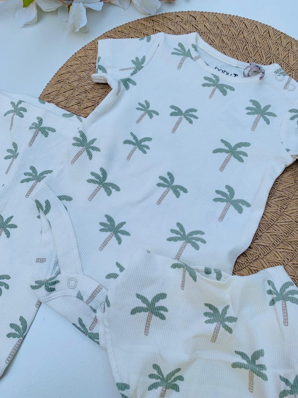 3pc Palm Bodysuit ,Trouser & Bib Set