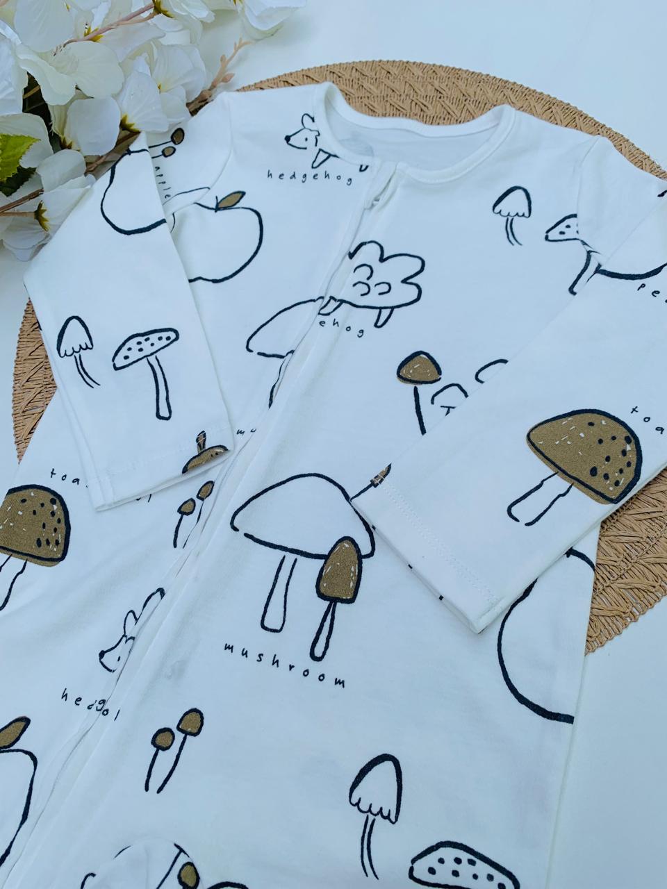 George Mushrooms Print Sleepsuit