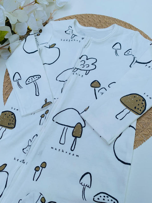George Mushrooms Print Sleepsuit