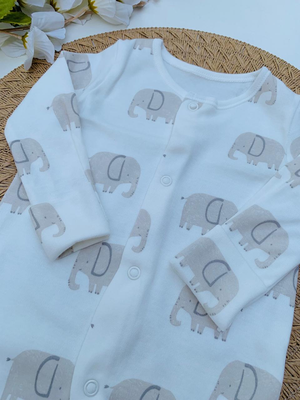 George Elephants Print Sleepsuit