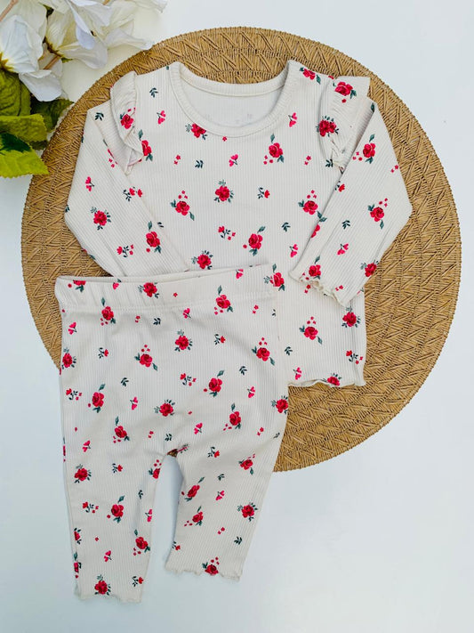 George Floral Ribbed Shirt & Trouser Set