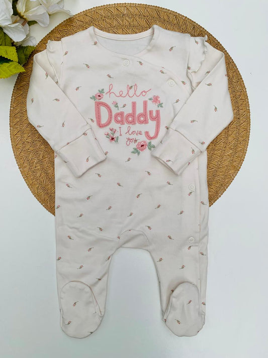 George Embroidered "Hello Daddy" Sleepsuit