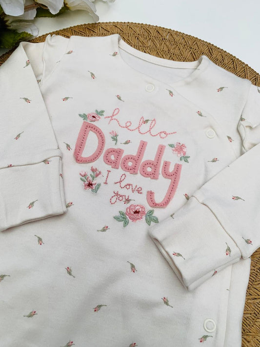 George Embroidered "Hello Daddy" Sleepsuit